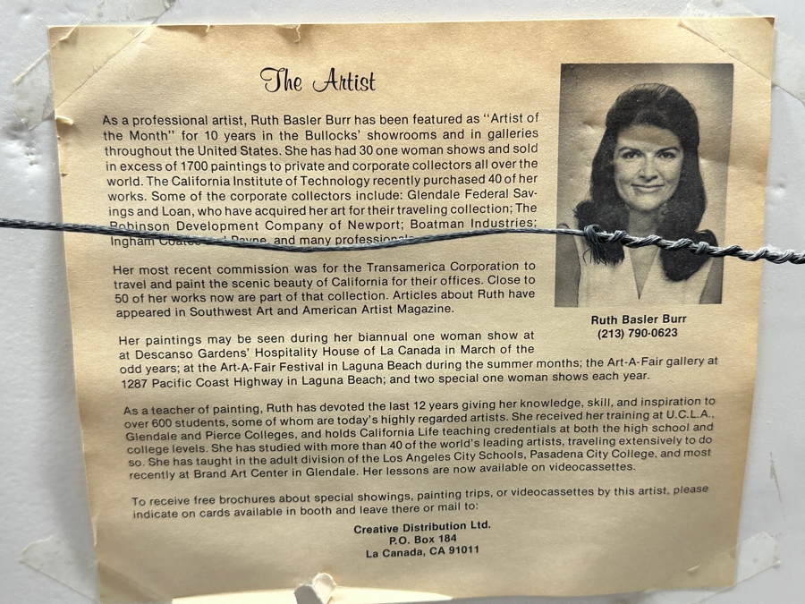 Ruth Basler Burr (B. 1932, American) Original Still Life Watercolor Painting 11 X 16 Framed 21 X 25 [Photo 11]