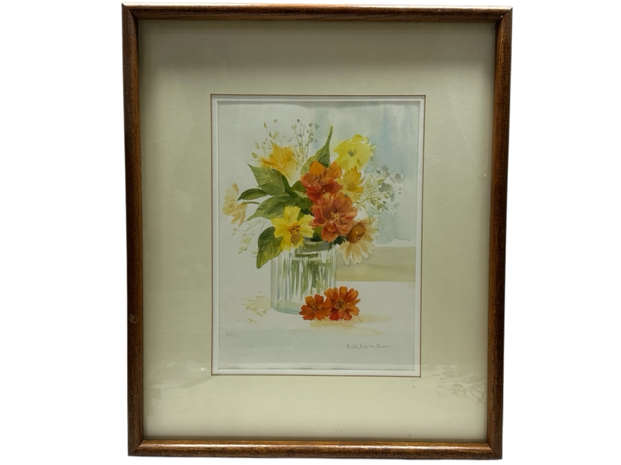 Ruth Basler Burr (B. 1932, American) Original Still Life Watercolor Painting 11 X 16 Framed 21 X 25 [Photo 2]
