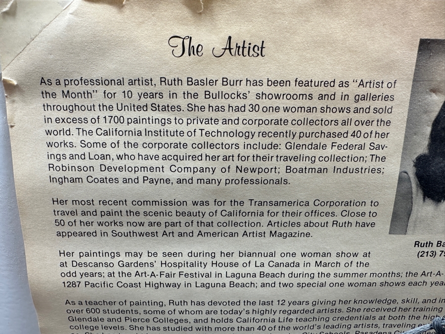 Ruth Basler Burr (B. 1932, American) Original Still Life Watercolor Painting 11 X 16 Framed 21 X 25 [Photo 13]