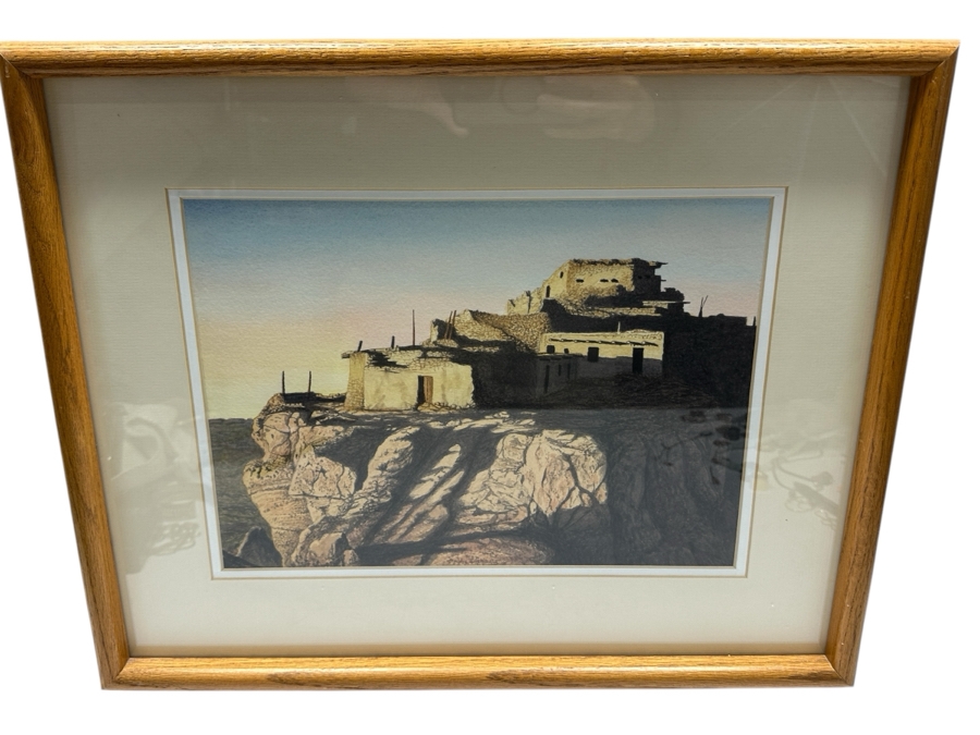 Audrey Dickinson Original Watercolor Painting On Paper Titled 'Walpi Pueblo Ruins' Dated 1/1/1991 20 X 16 Framed [Photo 2]
