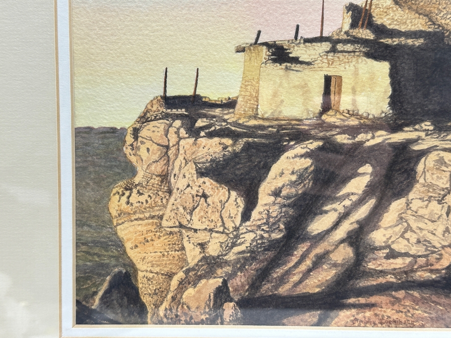 Audrey Dickinson Original Watercolor Painting On Paper Titled 'Walpi Pueblo Ruins' Dated 1/1/1991 20 X 16 Framed [Photo 4]
