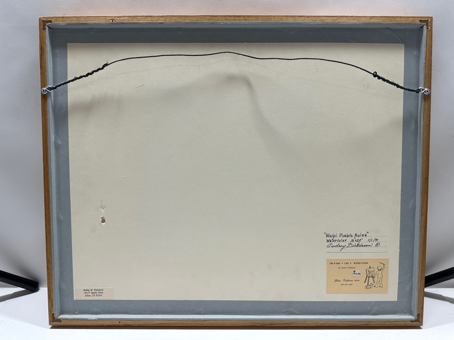 Audrey Dickinson Original Watercolor Painting On Paper Titled 'Walpi Pueblo Ruins' Dated 1/1/1991 20 X 16 Framed [Photo 6]