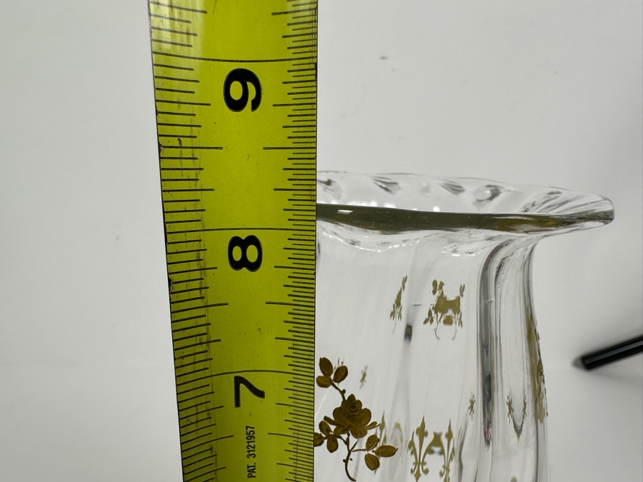 Antique French Saint Louis Crystal Glass Vase with Fine Gold Enamel Decoration 8'H [Photo 9]