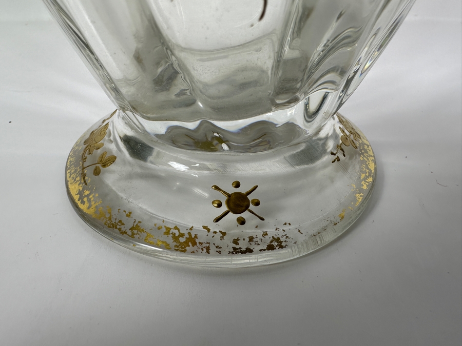 Antique French Saint Louis Crystal Glass Vase with Fine Gold Enamel Decoration 8'H [Photo 6]