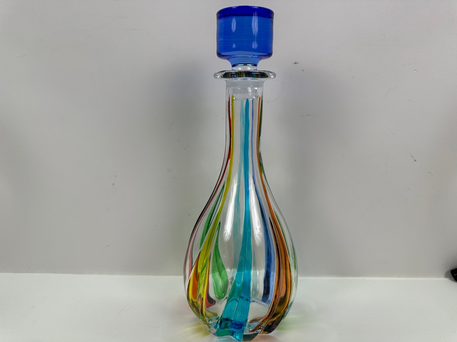 Zecchin Murano Crystal Rainbow Swirl Decanter 12.5'H [Photo 4]