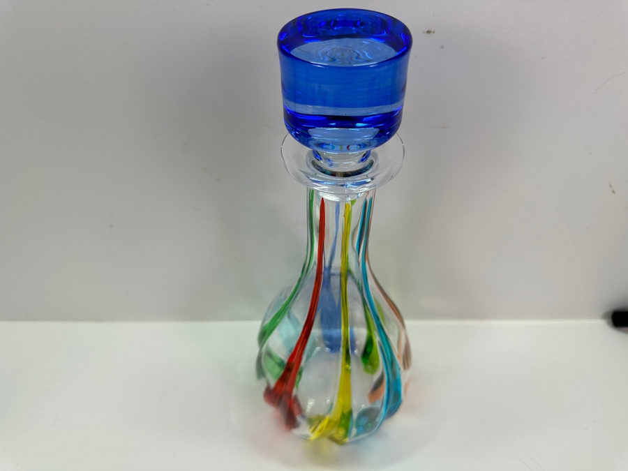 Zecchin Murano Crystal Rainbow Swirl Decanter 12.5'H [Photo 2]