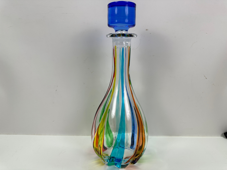 Zecchin Murano Crystal Rainbow Swirl Decanter 12.5'H [Photo 5]