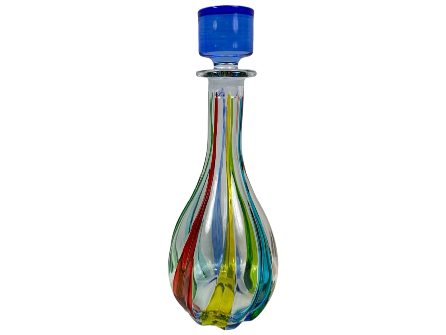 Zecchin Murano Crystal Rainbow Swirl Decanter 12.5'H [Photo 1]