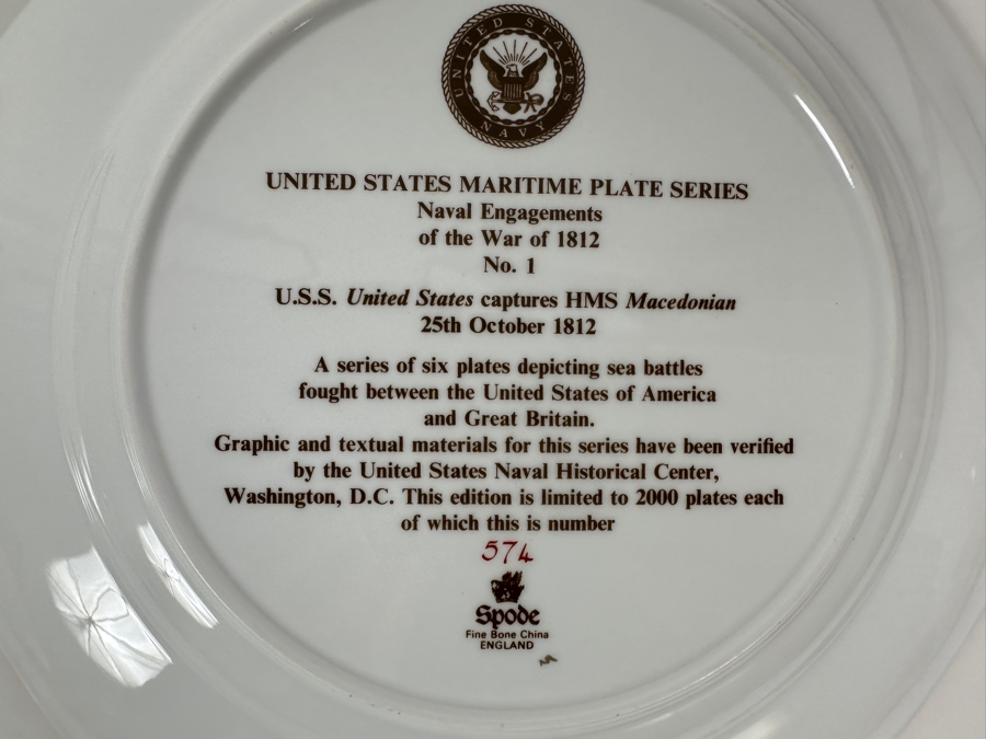United States Maritime Plate Series Naval Engagements of the War of 1812 No. 1 and Naval Engagements of the War of 1812 No. 5 [Photo 6]
