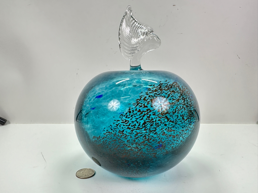 Murano Italian Art Glass Apple Artist Signed Bonetti 6W X 8.5H [Photo 2]