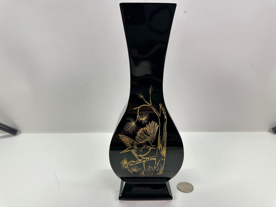 Baccarat Crystal Japonisme Black and Gold Vase 10'H [Photo 3]