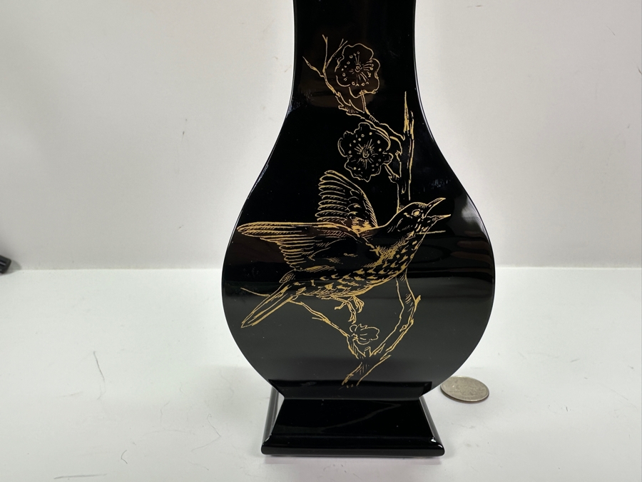 Baccarat Crystal Japonisme Black and Gold Vase 10'H [Photo 7]