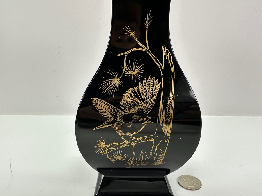 Baccarat Crystal Japonisme Black and Gold Vase 10'H [Photo 4]