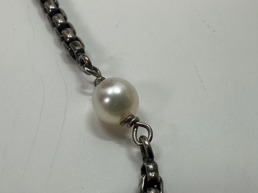 31' Sterling Silver And 14K Gold Necklace with Pearls 23.1g [Photo 4]