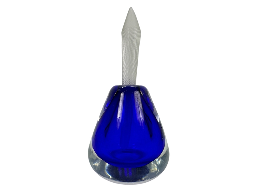 Signed Art Glass Perfume Bottle 4'H