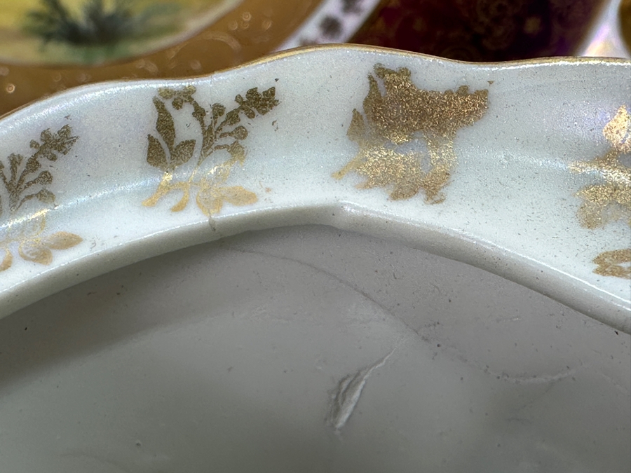 Royal Vienna Serving Plate, Coffee Pot (Coffee Pot Has Been Repaired - See Photos) and 5 Cups and Saucers 17'W 10'H, 5'W [Photo 24]