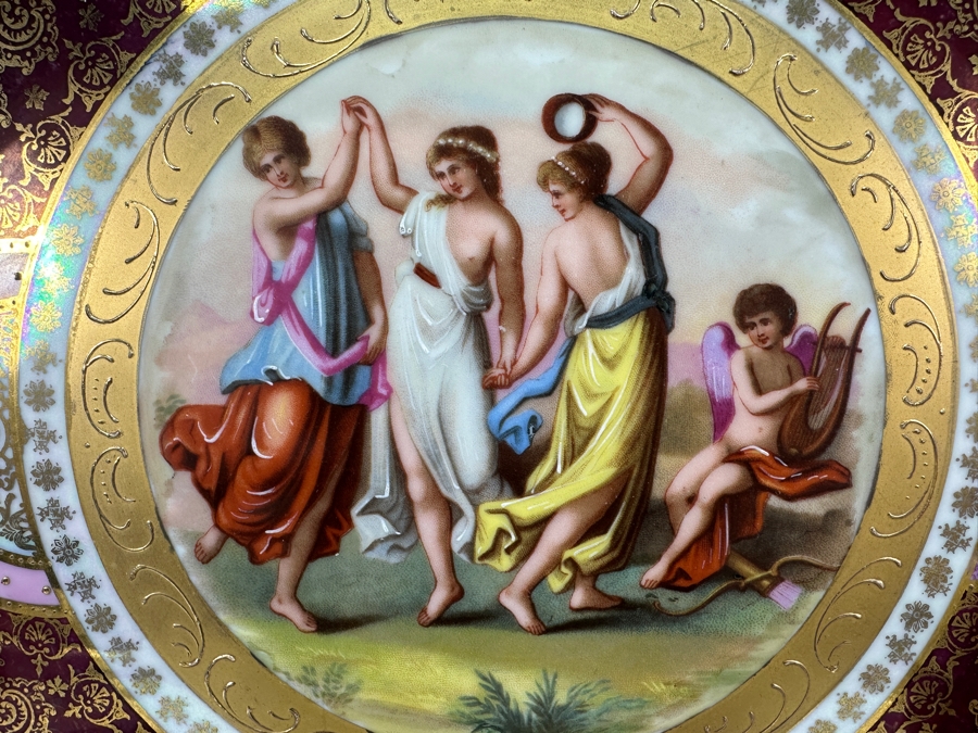 Royal Vienna Serving Plate, Coffee Pot (Coffee Pot Has Been Repaired - See Photos) and 5 Cups and Saucers 17'W 10'H, 5'W [Photo 4]