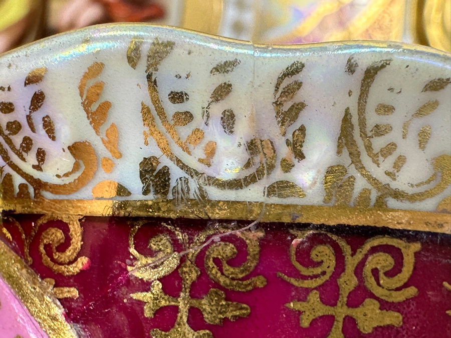 Royal Vienna Serving Plate, Coffee Pot (Coffee Pot Has Been Repaired - See Photos) and 5 Cups and Saucers 17'W 10'H, 5'W [Photo 25]