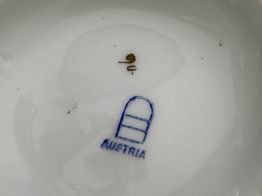 Royal Vienna Serving Plate, Coffee Pot (Coffee Pot Has Been Repaired - See Photos) and 5 Cups and Saucers 17'W 10'H, 5'W [Photo 26]