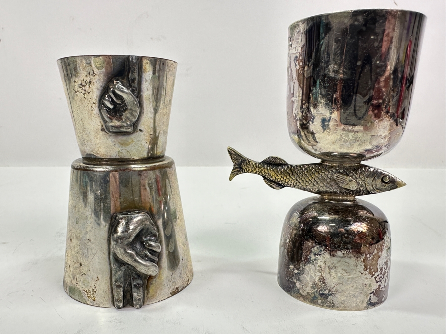 P.H.V. & Co Double Cocktail Jigger and Double Fish Jigger in Silverplate [Photo 2]