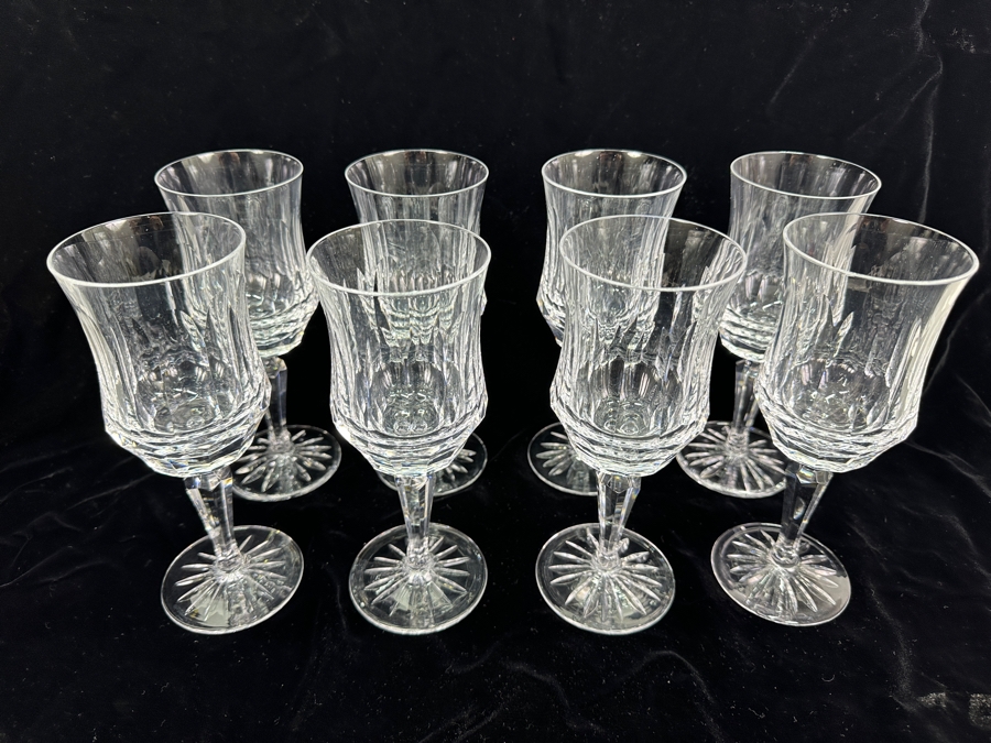 Set of (8) Old Galway Claret Wine Glasses with Star Cut Foot 8.25'H [Photo 2]