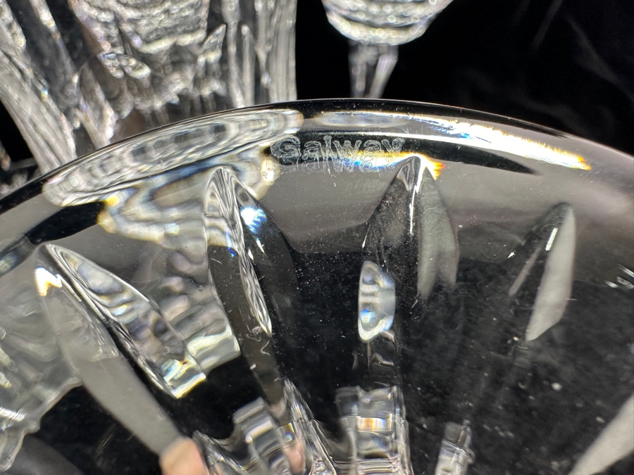 Set of (8) Old Galway Claret Wine Glasses with Star Cut Foot 8.25'H [Photo 4]