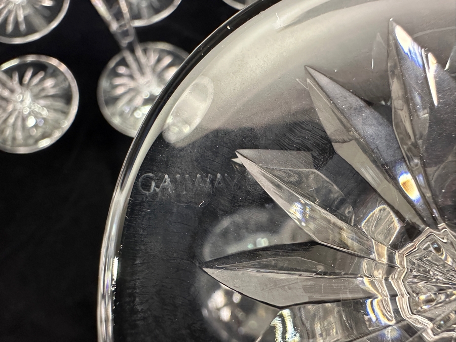 Set of (8) Old Galway Water/Wine Glasses with Star Cut Foot 8.25'H [Photo 6]