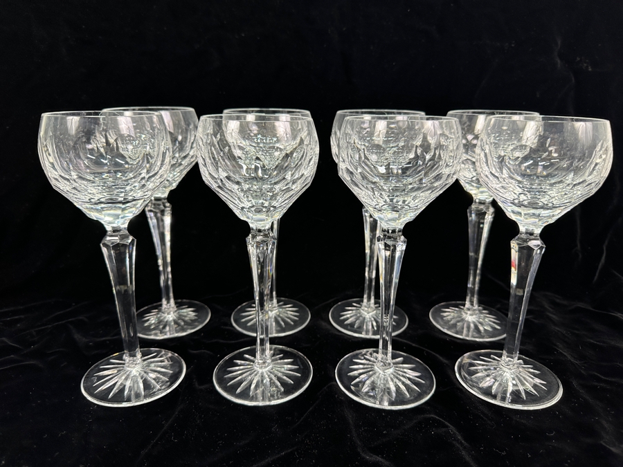 Set of (8) Old Galway Water/Wine Glasses with Star Cut Foot 8.25'H [Photo 2]