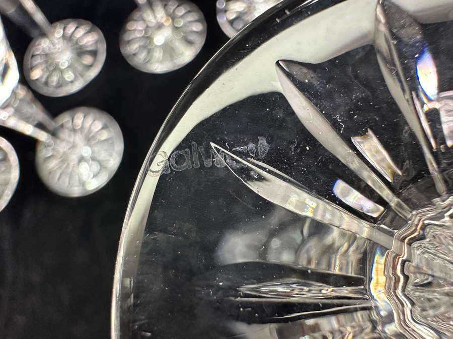 Set of (8) Old Galway Wine / Water Goblets with Star Cut Foot 7.25'H [Photo 5]