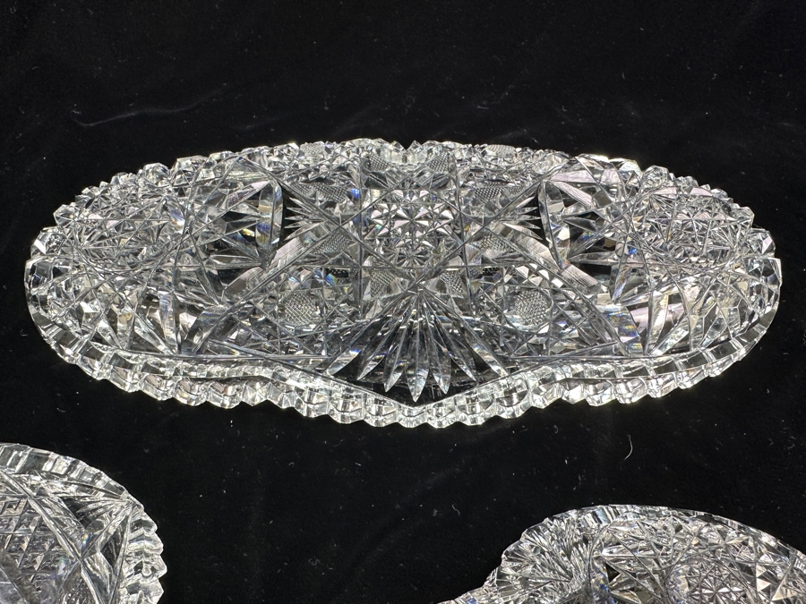 Set of (3) American Brilliant Cut Glass Dishes 11'W, 7'W, 5'W [Photo 8]