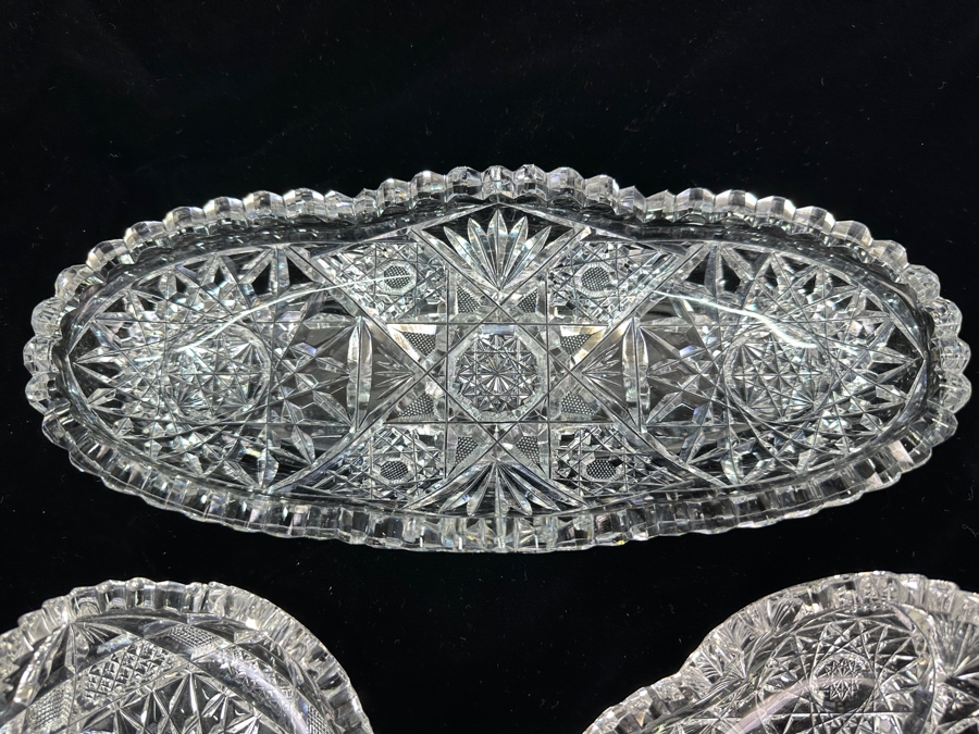 Set of (3) American Brilliant Cut Glass Dishes 11'W, 7'W, 5'W [Photo 2]