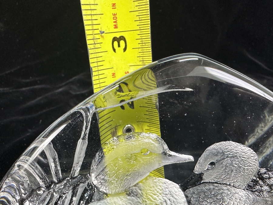 Signed Mats Jonasson Engraved Crystal Paperweight 5'W x 3'H [Photo 6]