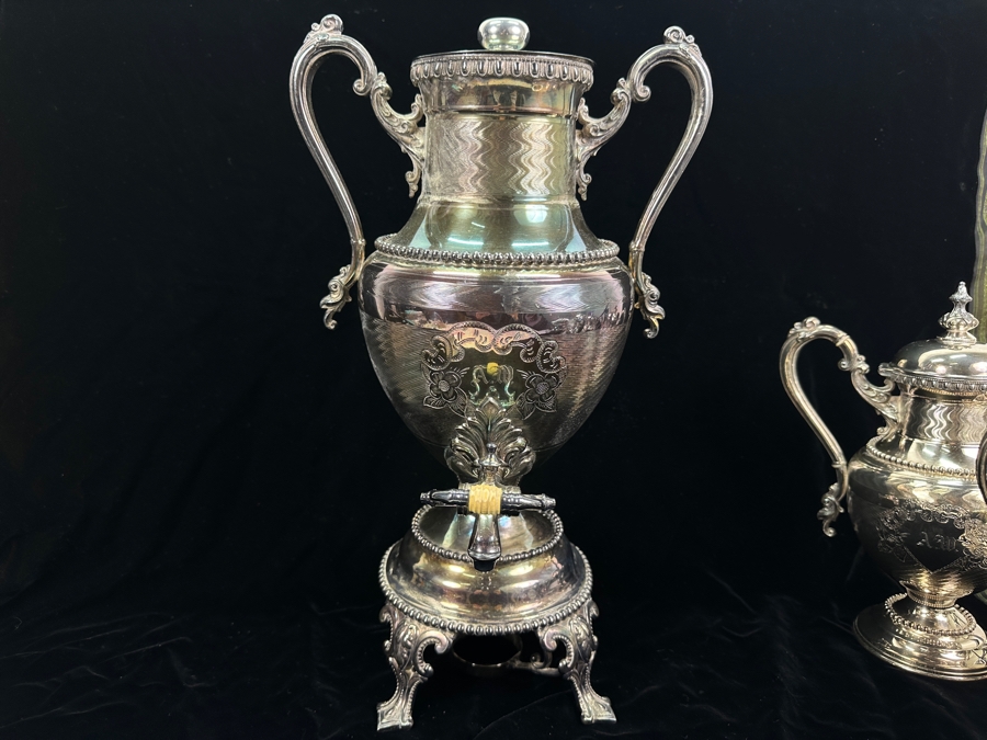 Meriden Britannia Co. 1861 Tea / Coffee Service Set With Samovar [Photo 7]