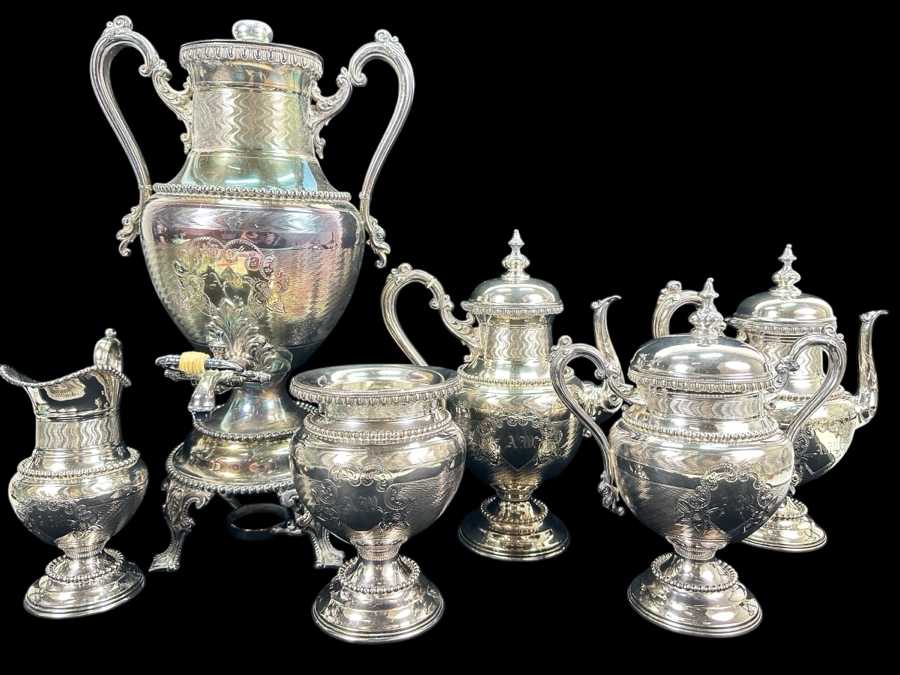 Meriden Britannia Co. 1861 Tea / Coffee Service Set With Samovar [Photo 8]