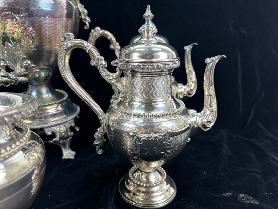 Meriden Britannia Co. 1861 Tea / Coffee Service Set With Samovar [Photo 6]