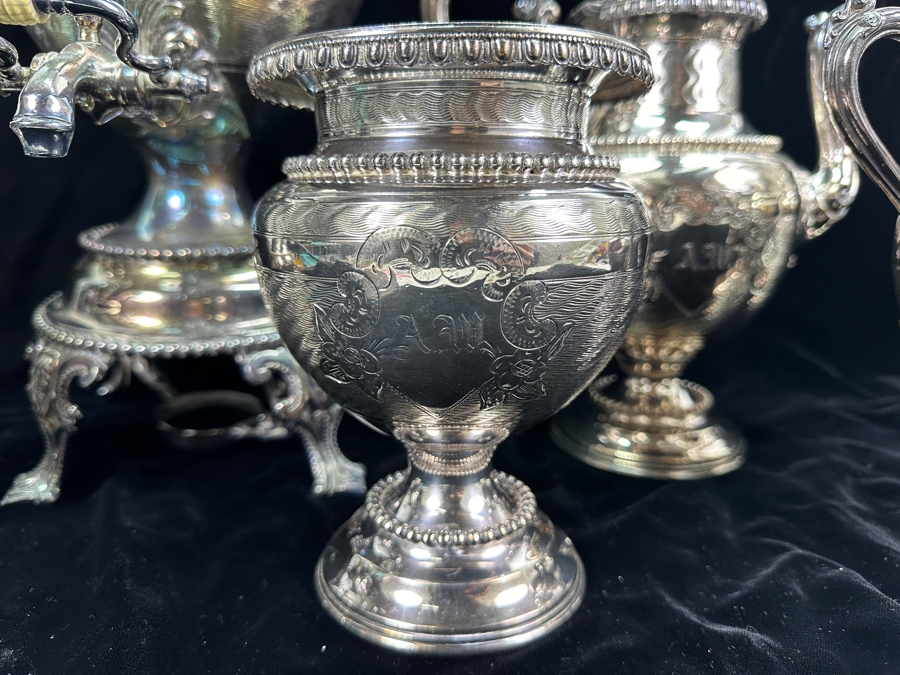 Meriden Britannia Co. 1861 Tea / Coffee Service Set With Samovar [Photo 2]