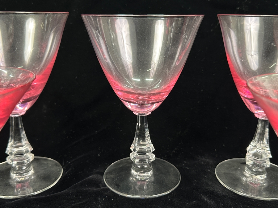Tiffin Franciscan Wistaria Pink Martini (7) and Wine Glasses (5) [Photo 4]