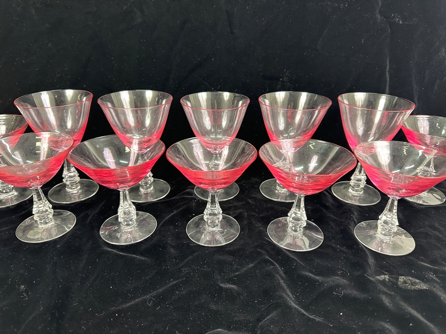 Tiffin Franciscan Wistaria Pink Martini (7) and Wine Glasses (5) [Photo 2]