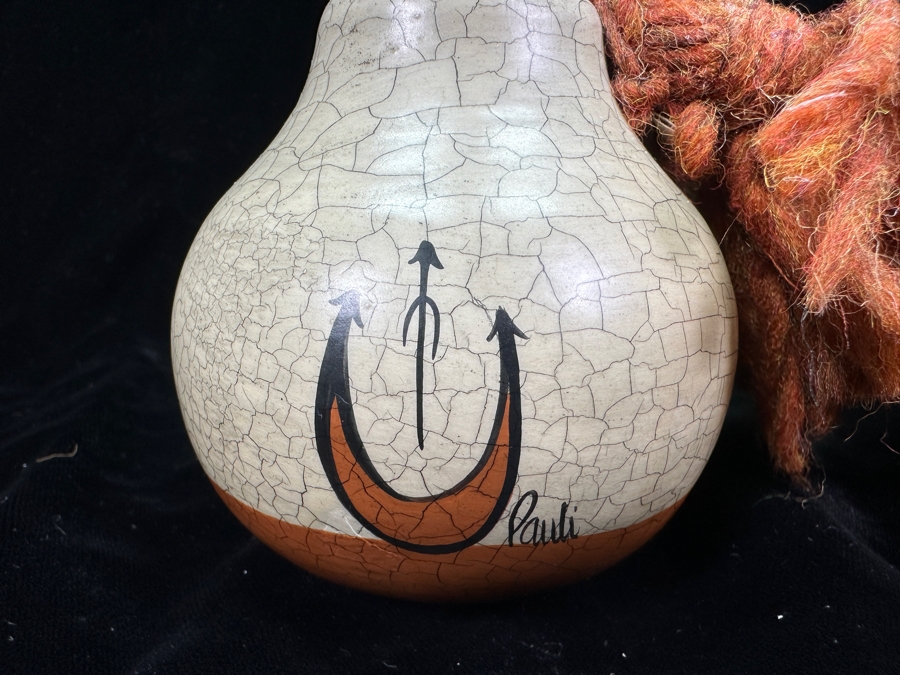 Pair Of Hand Painted Navajo Pottery Vases By Pauli 3.5'H [Photo 7]