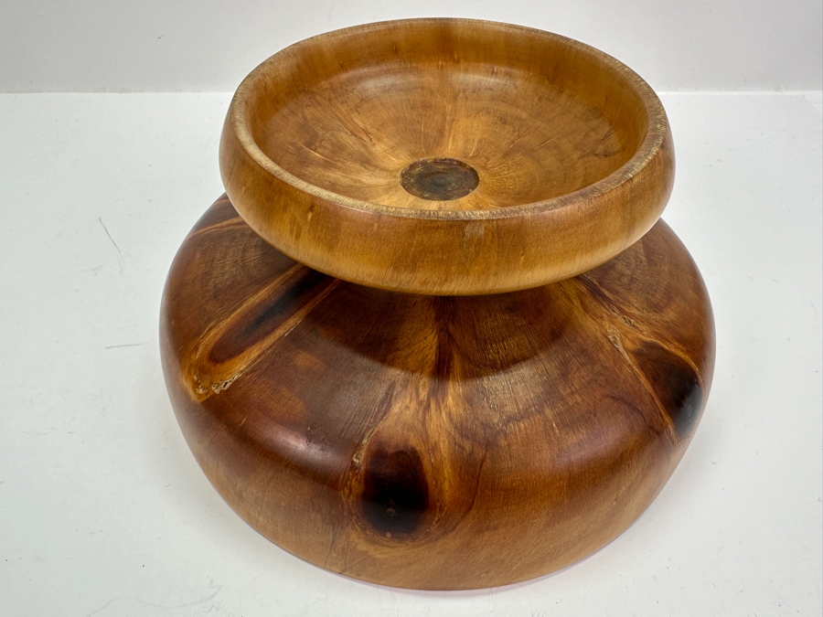 Stunning Turned Wooden Footed Centerpiece Bowl 9.5W X 5H [Photo 5]