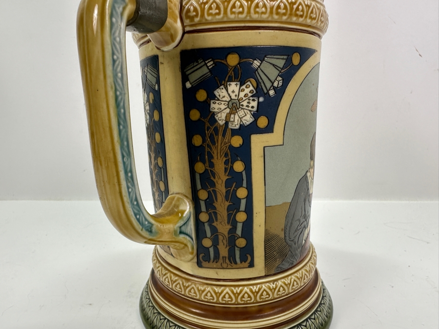 Antique Mettlach German Stein #2441 Playing Dice 9.5'H [Photo 6]