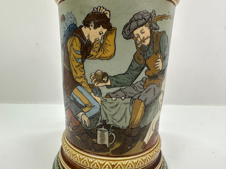 Antique Mettlach German Stein #2441 Playing Dice 9.5'H [Photo 2]