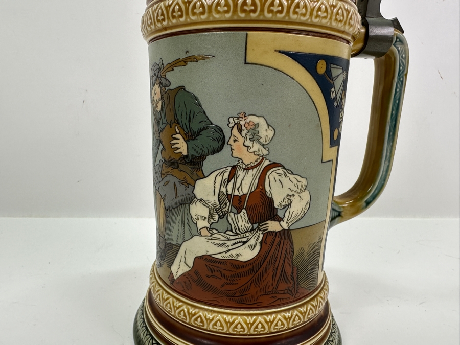 Antique Mettlach German Stein #2441 Playing Dice 9.5'H [Photo 3]