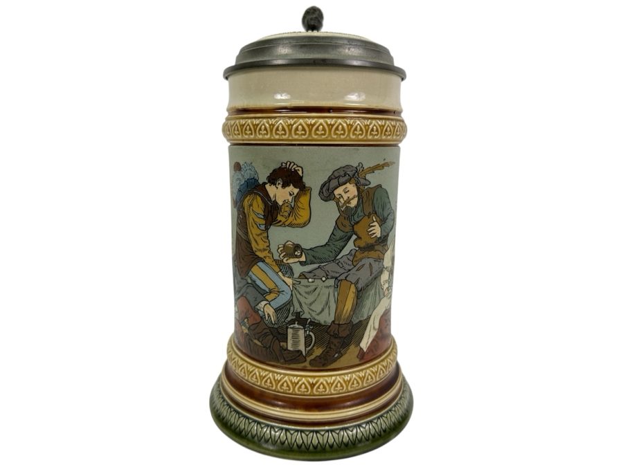 Antique Mettlach German Stein #2441 Playing Dice 9.5'H [Photo 1]