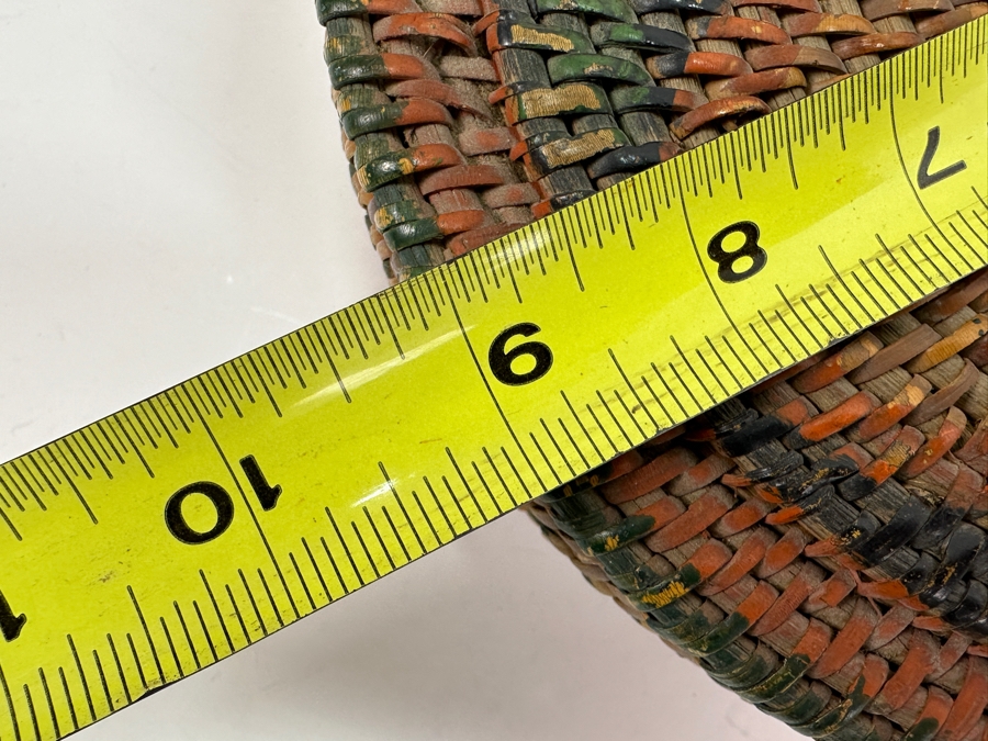 Vintage Sally Patchin Folk Art Hand Painted Sewing Basket With Lid 9W X 3.5H [Photo 10]