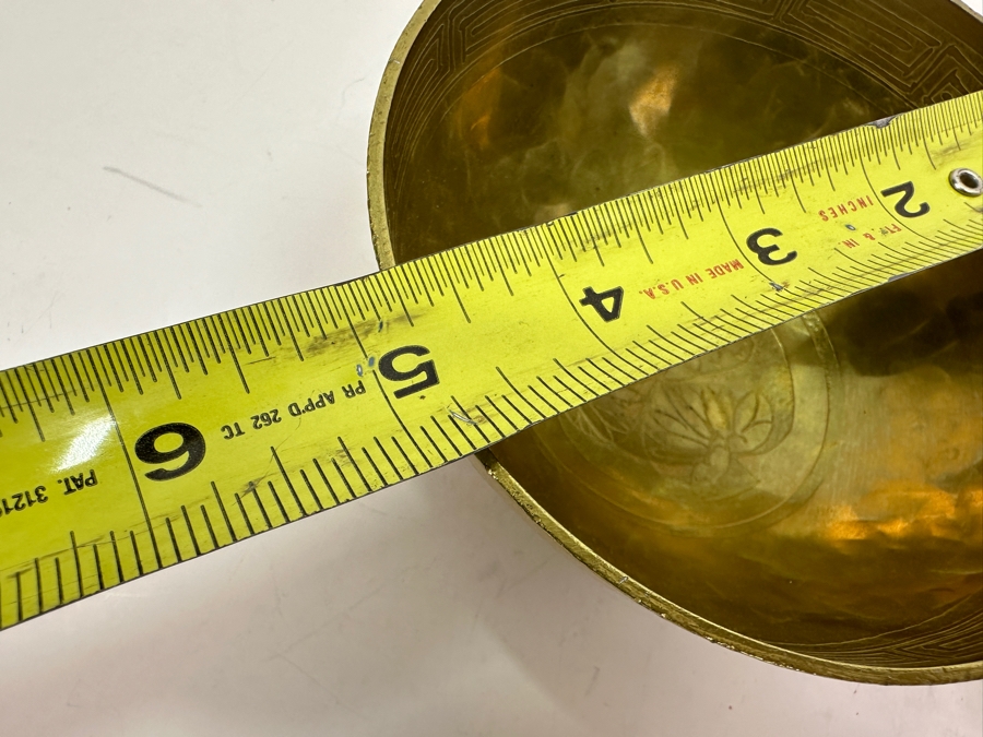 Asian Brass Box 7.5W X 5.5D X 3H And (2) Asian Brass Footed Cups Featuring A Dragon Design [Photo 17]