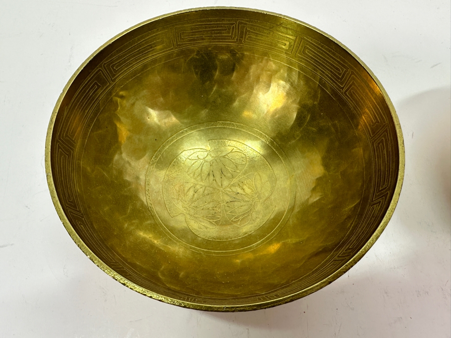 Asian Brass Box 7.5W X 5.5D X 3H And (2) Asian Brass Footed Cups Featuring A Dragon Design [Photo 16]