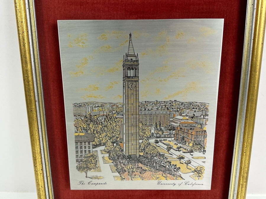 Limited Edition Damascene Etching Produce By Reed & Barton In Silver, 24K Gold Vermeil, Coppper And Bronze Class Of 50 At The University Of California The Campanile Framed 12.5 X 15 [Photo 3]