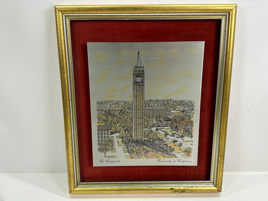 Limited Edition Damascene Etching Produce By Reed & Barton In Silver, 24K Gold Vermeil, Coppper And Bronze Class Of 50 At The University Of California The Campanile Framed 12.5 X 15 [Photo 4]