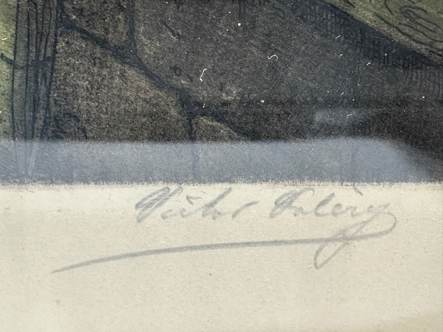 Hand Signed Victor Valery (1870-1930) 'Tournelle Walk Facing Notre Dame' Color Etching 6 X 8 Framed 9.5 X 12.5 [Photo 6]